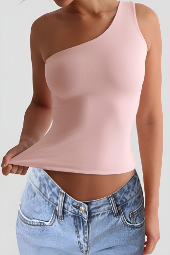 stylish slight stretch 4 colors one shoulder slim all-match vest