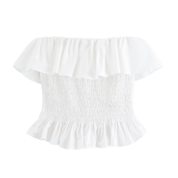exquisite non-stretch off shoulder solid color top