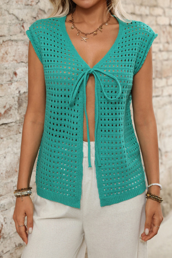 sexy non-stretch ribbed knit 4 colors v-neck lace-up sweaters
