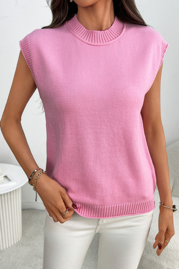 casual slight stretch 4 colors crew neck ribbed knit sweaters