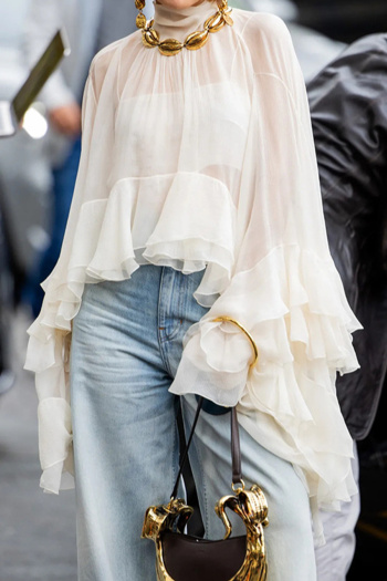 exquisite non-stretch crew neck see-through blouses(no underwear)