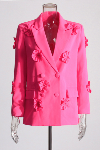 elegant non-stretch solid three-dimensional flower decor high-quality blazer