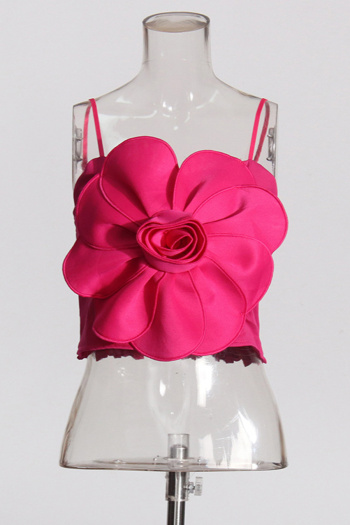 exquisite slight stretch sling tight flower decor high quality crop vest