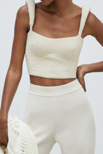 stylish slight stretch solid color sling tight knitted sweater vest