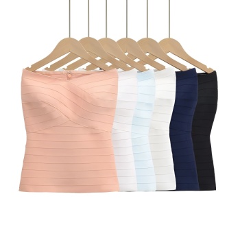 casual high stretch 6-colors tube-top tight with zip-up vest size run small