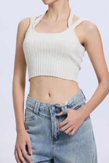 casual high stretch 6-colors knitted halter neck sling tight vest size run small