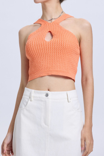 casual high stretch solid color knitted sling jacquard vest size run small