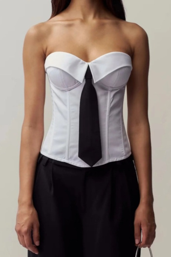 casual non-stretch tube top with tie decor slim fit vest size run small