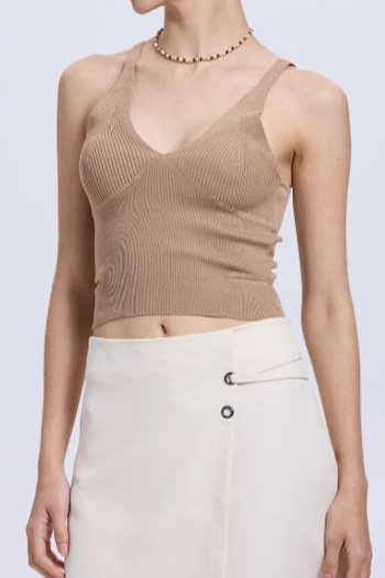 sexy slight stretch 4 colors v-neck solid color tank top(size run small)