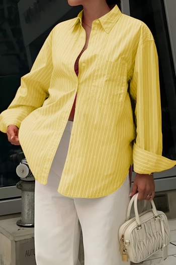 Casual non-stretch stripe 6 colors long sleeve single-breasted blouse