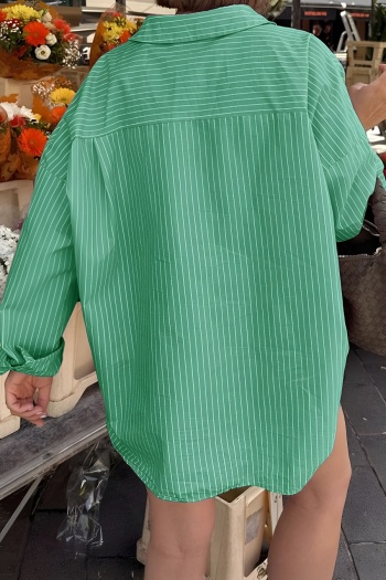 Casual non-stretch stripe 6 colors long sleeve single-breasted blouse