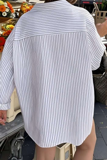 Casual non-stretch stripe 6 colors long sleeve single-breasted blouse