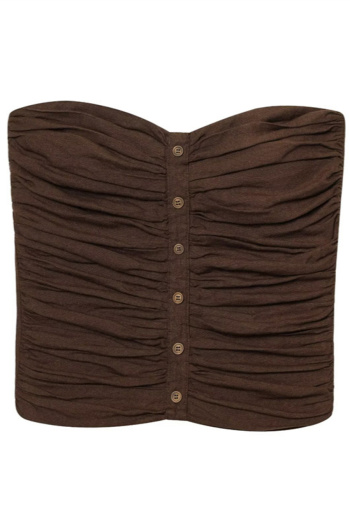 exquisite slight stretch tube design shirring button decor tank top