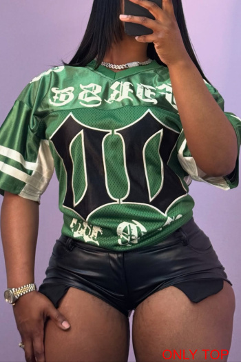 casual new slight stretch letter printing breathable loose short-sleeved t-shirt