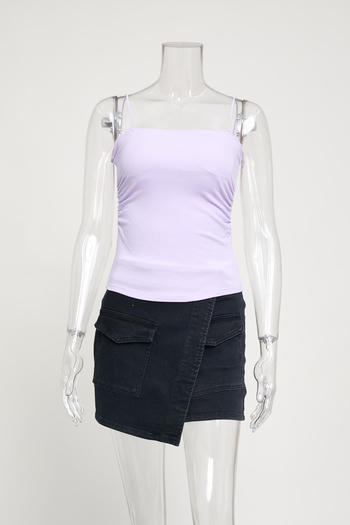 sexy slight stretch 7colors solid color shirring padded tank top(size run small)