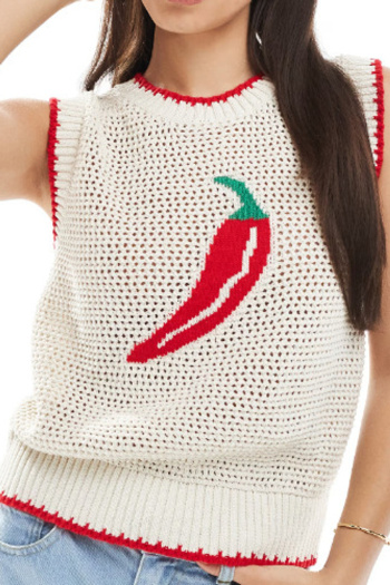 casual slight stretch knitted pepper pattern vest