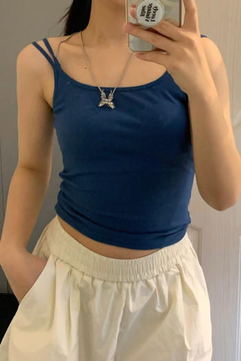 casual slight stretch double straps padded tank top(suitable for 88-132lbs)