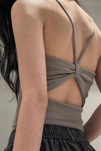 sexy slight stretch solid color sling padded tank top(suitable for 88-132lbs)