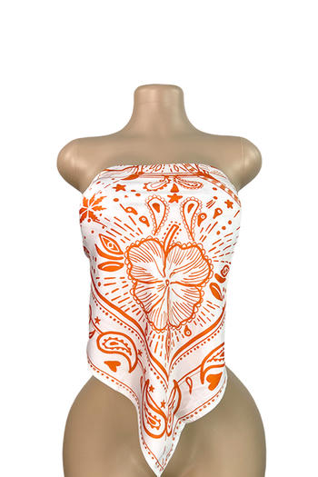 sexy plus size non-stretch tube top printed lace-up large backless vest #2