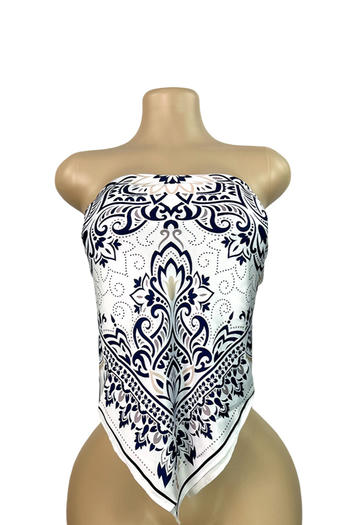 sexy plus size non-stretch tube top printed lace-up large backless vest #3