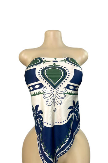 sexy plus size non-stretch tube top printed lace-up large backless vest #4