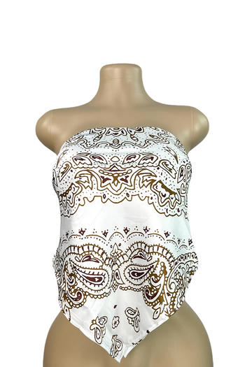 sexy plus size non-stretch tube top printed lace-up large backless vest #5