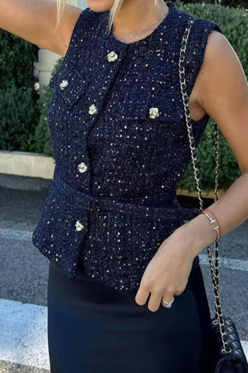 casual non-stretch 8 colors button crew neck tank top