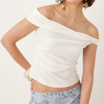 stretch slight stretch off shoulder solid color top