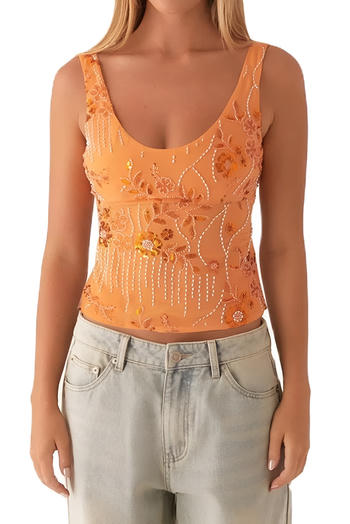 casual slight stretch 5-colors sequins beaded slim fit vest