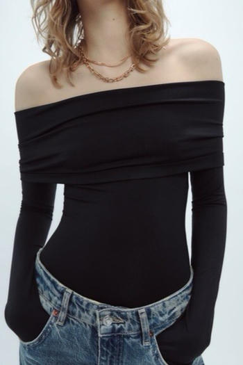 casual slight stretch 3 colors off shoulder solid color bodysuit