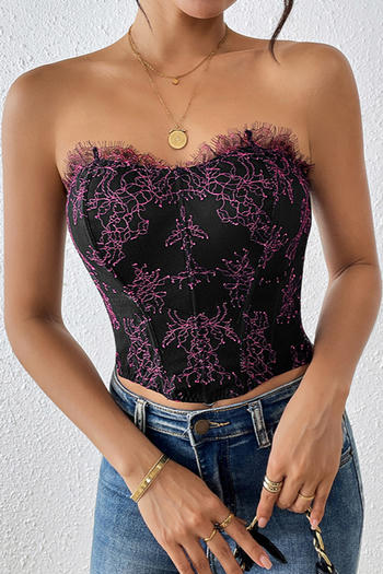 sexy non-stretch tight see-through backless crop vest with rubber bone