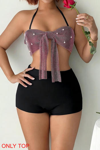sexy non-stretch rhinestones pearls decor backless music festival party vest