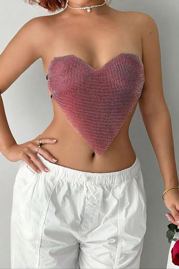 sexy non-stretch heart rhinestones christmas party all-match vest