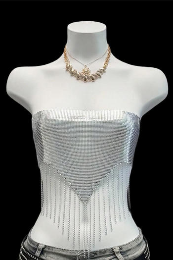 sexy non-stretch metal sequin tassels music festival party vest (no necklace)