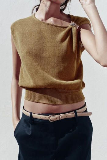 sexy slight stretch ribbed knit solid color crew neck tank top