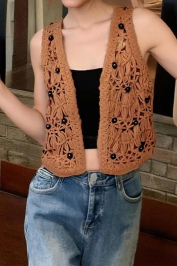 casual slight stretch ribbed knit beaded decor sweaters