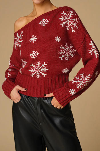 christmas stylish slight stretch snow jacquard knitted all-match sweater