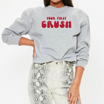 casual slight stretch letter print loose all-match sweatshirt
