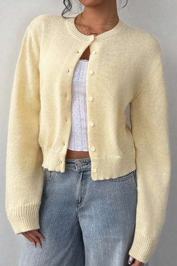 casual slight stretch simple solid color knitted all-match cardigan