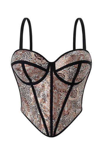 sexy slight stretch bath printing boned sling crop vest