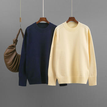 casual slight stretch 5-colors solid color knitted all-match sweater