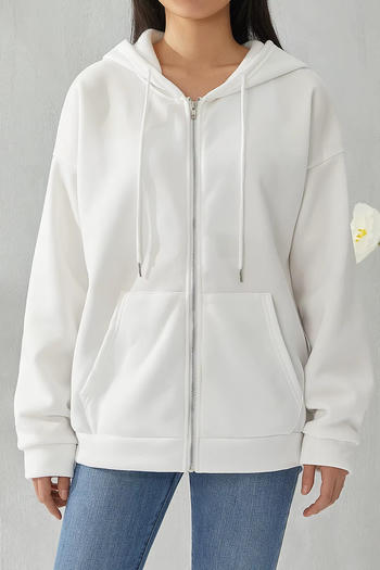 casual slight stretch 6 colors hooded zip-up jacket(size run small)