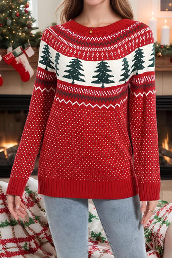 christmas stylish slight stretch knitted 3 colors jacquard all-match sweater