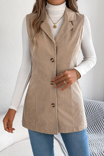 stylish slight stretch corduroy single-breasted all-match blazer vest(only vest)