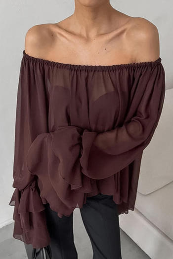 exquisite non-stretch chiffon off shoulder solid color blouses
