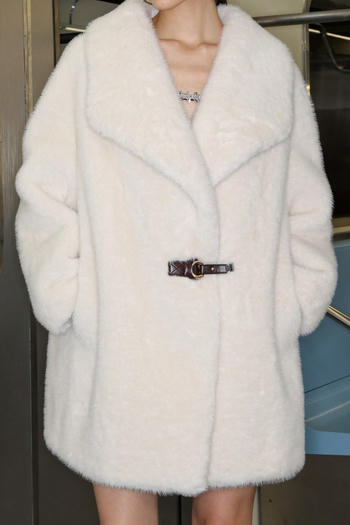 casual non-stretch fur lapel solid color warm jacket