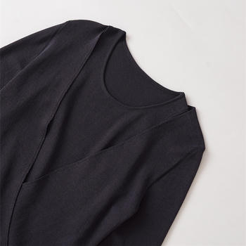 Casual slight stretch crew neck solid color hollow top