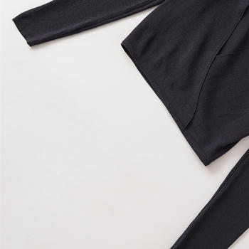 Casual slight stretch crew neck solid color hollow top