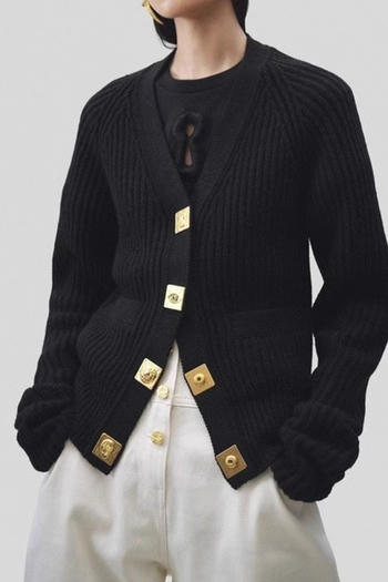 casual slight stretch solid color high quality single breasted knitted cardigan