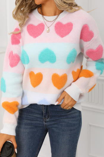 valentine's day stylish slight stretch heart knitted loose all-match sweater